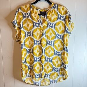 RACHEL Rachel Roy Yellow and Blue Geometric Blouse